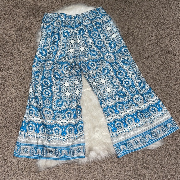 Feather Bone by Anthropologie Paisley Print Wide Leg Ankle Pants - Picture 8 of 10